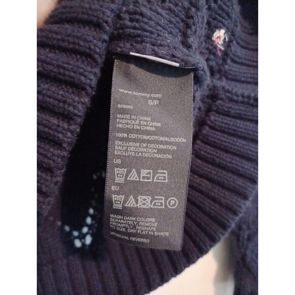 Tommy Hilfiger navy textured knit sweater womens S chunky loose weave pullover - Picture 10 of 13